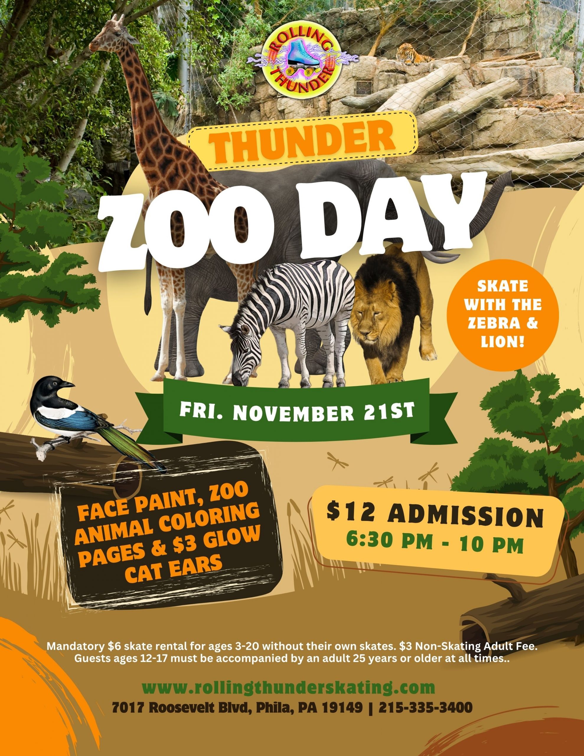 #RollerSkating #RollingThunderSkating #ZooDay #FamilyFun #PhillyEvents #KidsNightOut #AnimalFun #SkateAndPlay