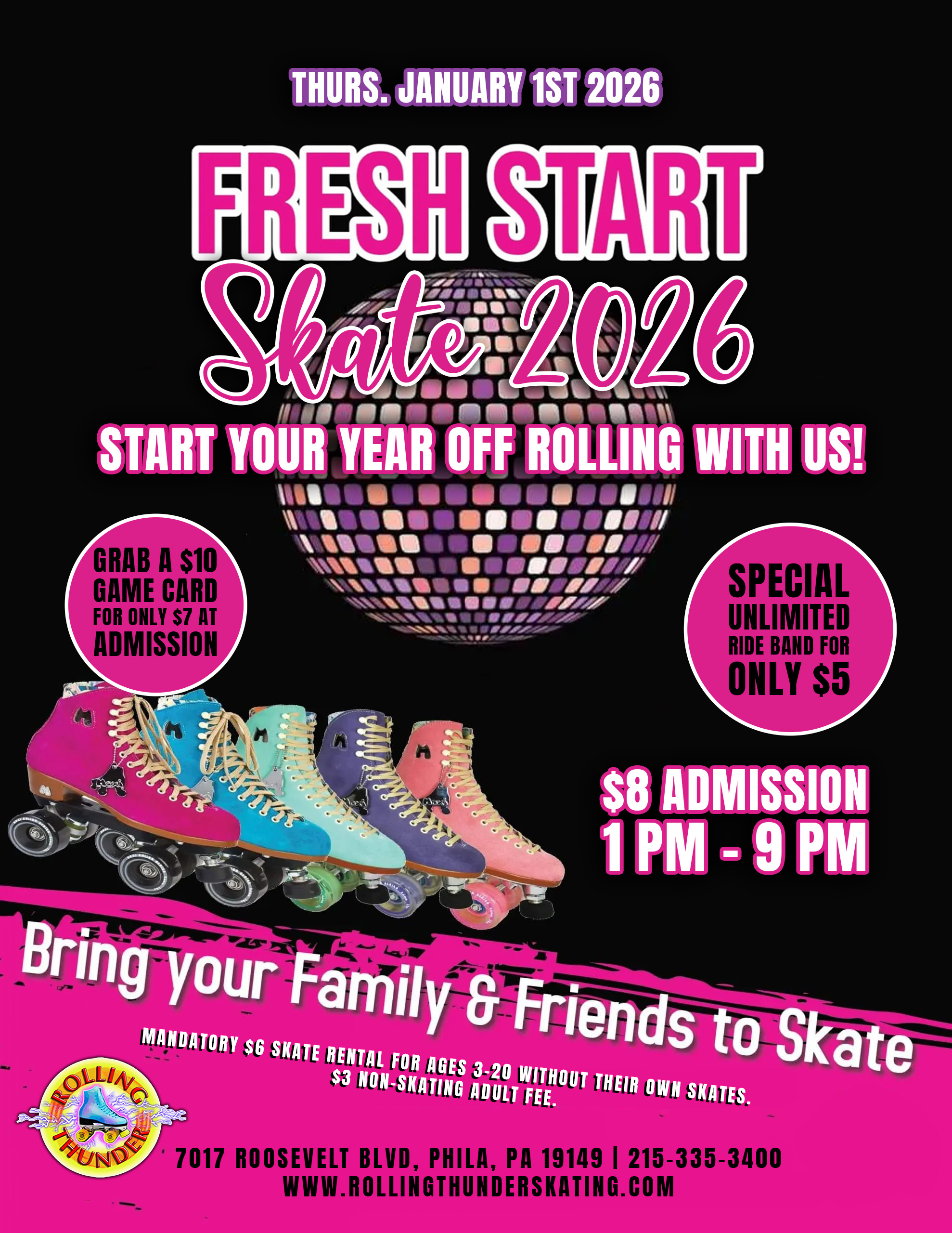 #RollingThunderSkating #RollerSkating #FreshStartSkate #NewYearsFun #FamilyFun #PhillyEvents #ThingsToDoWithKidsNearMe #2026Goals