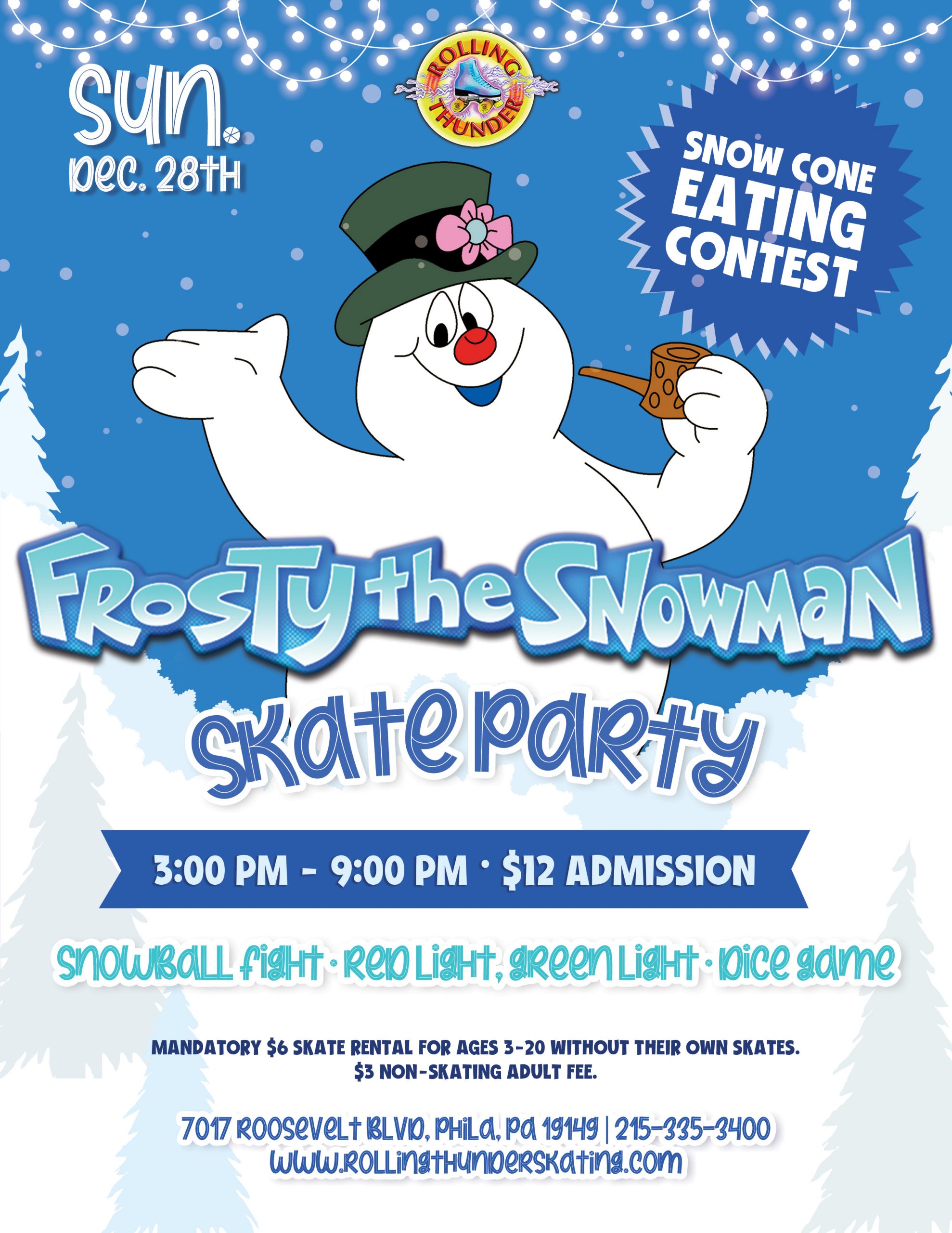 #RollingThunderSkating #RollerSkating #FrostyTheSnowman #FamilyFun #WinterEvents #PhillyFun #SnowDay #ThingsToDoWithKidsNearMe