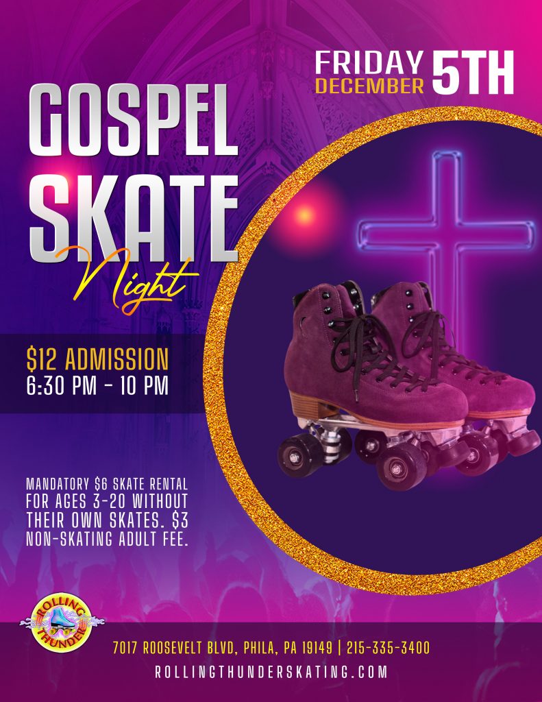 #RollingThunderSkating #PhillyEvents #GospelSkate #FaithAndFun #FamilyNight #ThingsToDoWithKidsNearMe