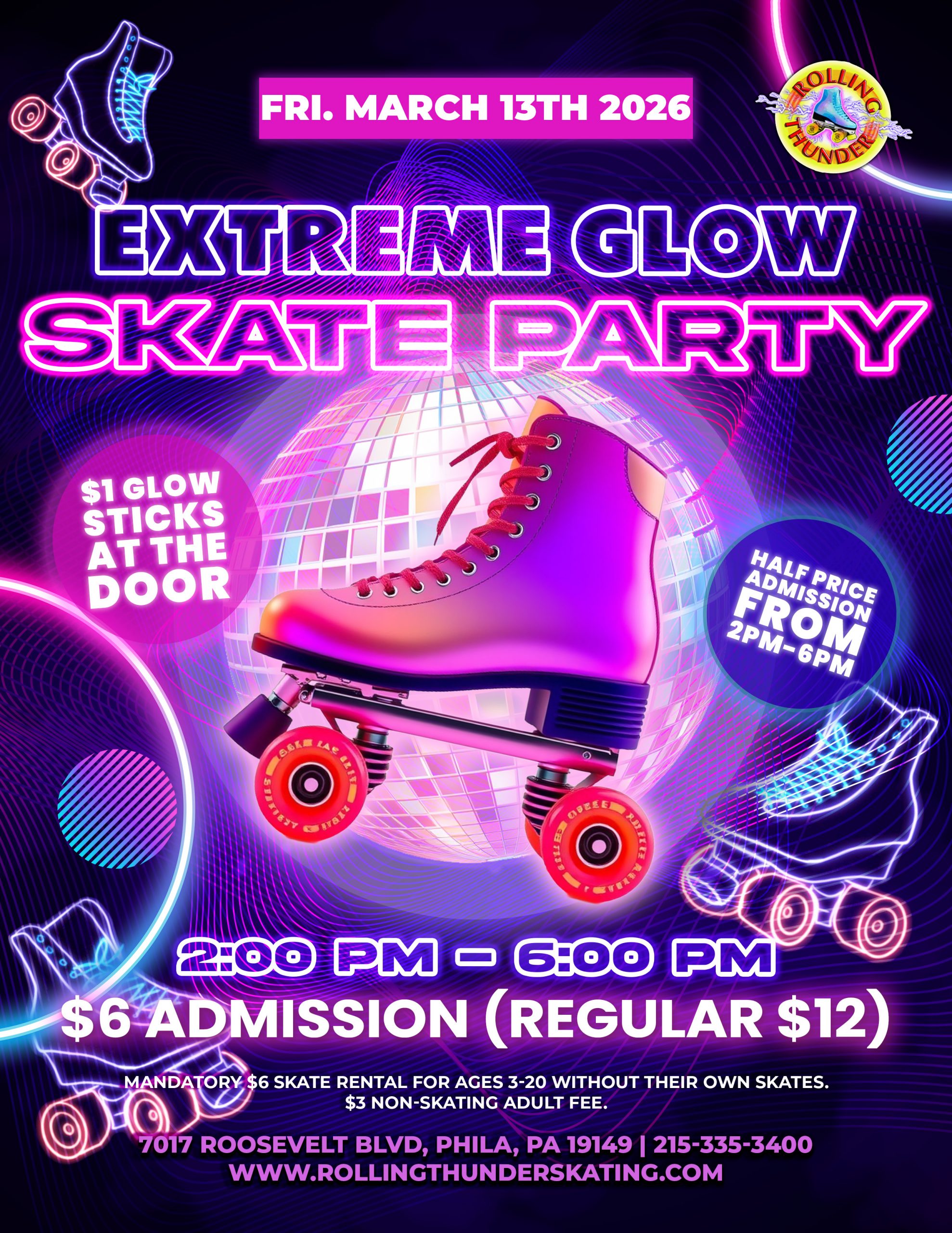 #RollerSkating #ThingsToDoWithKidsNearMe #RollingThunderSkatingCenter #RollingThunderPhiladelphia #PhiladelphiaRollerSkating #PhillySkatingRink #ThingsToDoInPhiladelphia #PhiladelphiaEvents #PhillyWeekendEvents #RooseveltBlvdPhilly #GlowSkateParty #GlowPartyPhiladelphia #NeonSkateNight #GlowStickParty #FridayNightInPhilly #PhillyFamilyFun #TeenEventsPhiladelphia #ParentsNightOutPhilly #SkateVibes #GlowMode #TagYourSkateCrew #FridayFun